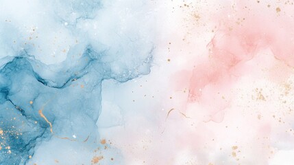Fototapeta premium Abstract pink and blue marble liquid texture with gold splashes, luxury background 