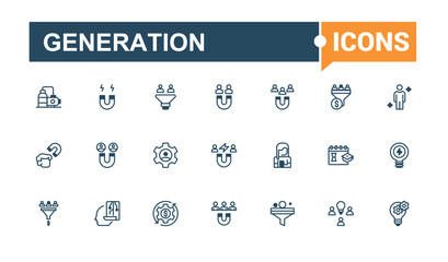 Generation line icon. Featuring woman, adult, child, female, lead, girl and more. Isolated icons design. Editable vector outline and solid icons.