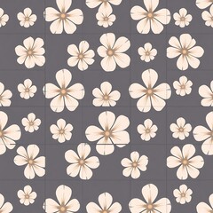 Obraz premium Delicate Floral Pattern: A seamless pattern of delicate, white flowers on a dark gray background, offering a subtle and elegant touch for any design project. 