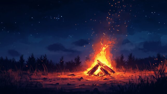 The bright bonfire crackles with flames and sparks, making a warm and cheerful atmosphere for the Lori celebration.