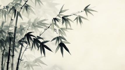 Obraz premium An elegant scroll painting of bamboo, representing steady growth and unyielding confidence in traditional brushwork style