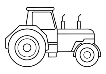 Minimalist Continuous Line Art of a Tractor with Large Wheels and Cabin in a Modern Agricultural Style