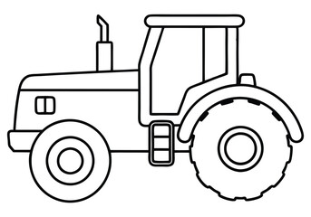 Minimalist Continuous Line Art of a Tractor with Large Wheels and Cabin in a Modern Agricultural Style