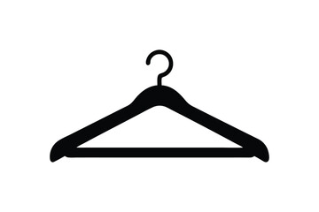 "Wooden Coat Hanger Vector Illustration in Icon Silhouette Style"

