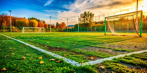 Obraz premium Soccer Field Documentary Photography: Grass, Goals, Game, Action, Players, Sports Photography