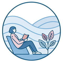 A mental health icon including a relaxation with soft lines and calming pastel tones