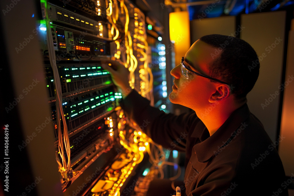 Aufkleber Technician working on server rack in data center