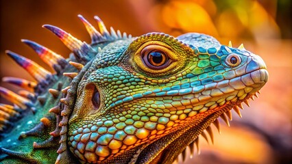 Obraz premium Spiked Lizard Photography: Rule of Thirds, Reptile, Close-up, Nature, Wildlife, Scaly, Desert, Tropical, Reptilian, Animal, Creature, Dragon, Fantasy, Exotic, Sharp, Head, Texture, 