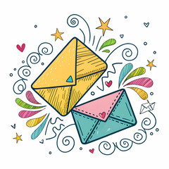 Hand drawn communication icon featuring 