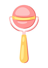 Illustration of baby rattle. New born baby girl Happy Birthday object.