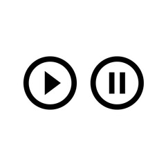 Black Play and Pause Buttons Sign. Media Player Icon