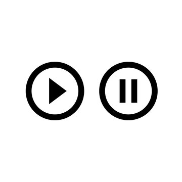 Black Play and Pause Buttons Sign. Media Player Icon