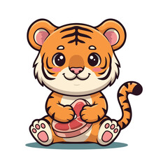 Cute Tiger Cartoon Vector Icon Illustration Animal Nature Icon Concept Isolated Vector of cute tiger