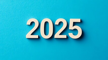 Fresh and serene design showcasing crisp white font numbers "2025" against a calming sky blue background, ideal for modern projects that emphasize clarity and tranquility