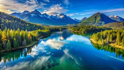 Obraz premium Stave Lake Mission BC: Panoramic Views, Stunning Scenery, Breathtaking Landscape Photography