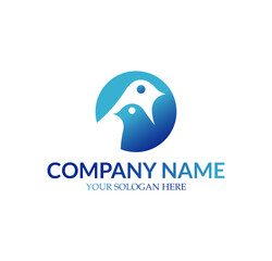 Fototapeta premium Circle two birds logo design with blue color concept. Birds creative unique logo design, business logo, company logo design
