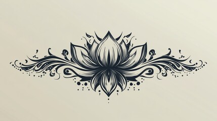 A bold lotus flower tattoo with tribal-style patterns and curves. The design features cultural tribal elements for an artistic and strong tattoo style.	