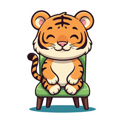 Cute Tiger Cartoon Vector Icon Illustration Animal Nature Icon Concept Isolated Vector of cute tiger