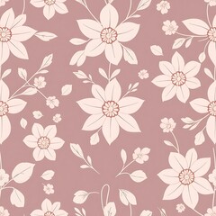 Fototapeta premium Whimsical Floral Pattern: A delicate and enchanting seamless pattern featuring blush pink and white flowers, perfect for creating a romantic and feminine design.
