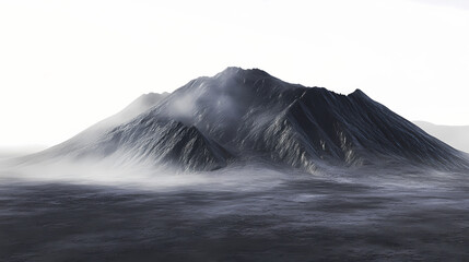 Minimalistic volcanic landscape with ashen colors. Ashen. Illustration
