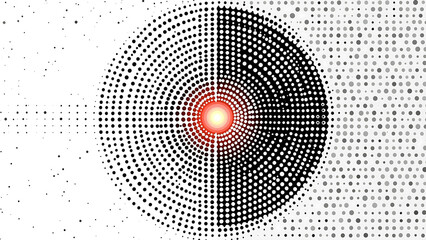 Abstract Dotted Circle Background with Glowing Red Centre