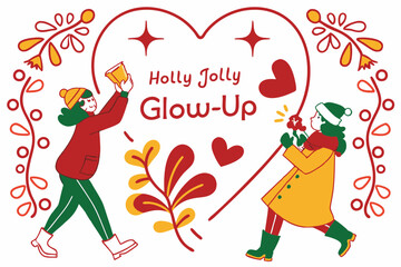 Create stunning designs with this elegant vector line art featuring Valentine-themed winterberry bows on a white background. Perfect for digital art, crafts, and romantic projects. Discover the beauty