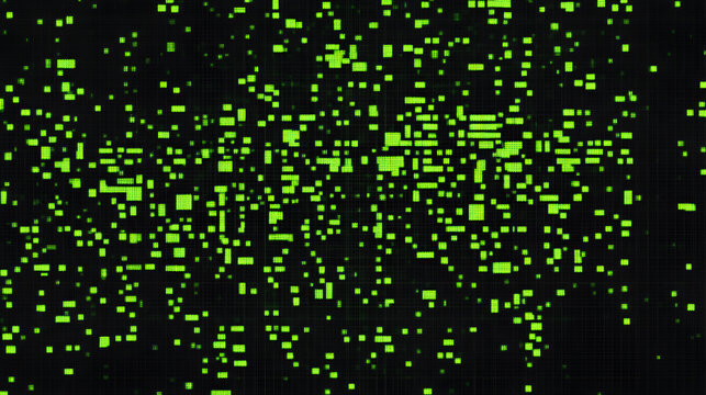 binary code squared green flat 2D pattern on black background


