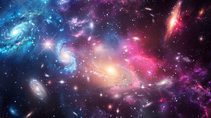 Fototapeta premium Detailed Image of a Distant Galaxy Cluster