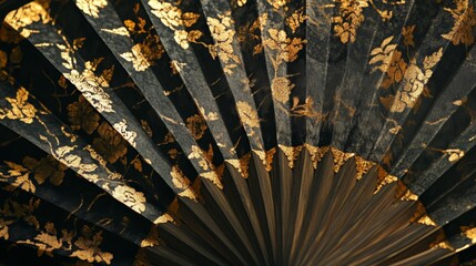 Artistic display of a decorative fan cultural heritage visual art textile craft close-up view elegance and tradition