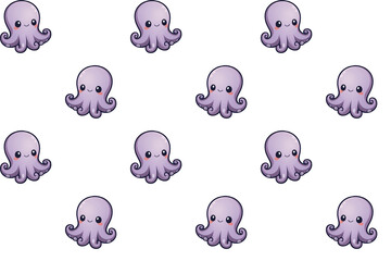 Fototapeta premium Whimsical Cartoon Octopus Pattern – Fun and Vibrant Design on Dark Background for Fabrics, Packaging, and Creative Ocean-Themed Projects