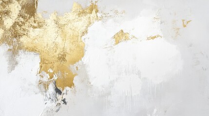 Obraz premium Abstract gold and white art modern gallery digital artwork minimalist space eye-level contemporary design