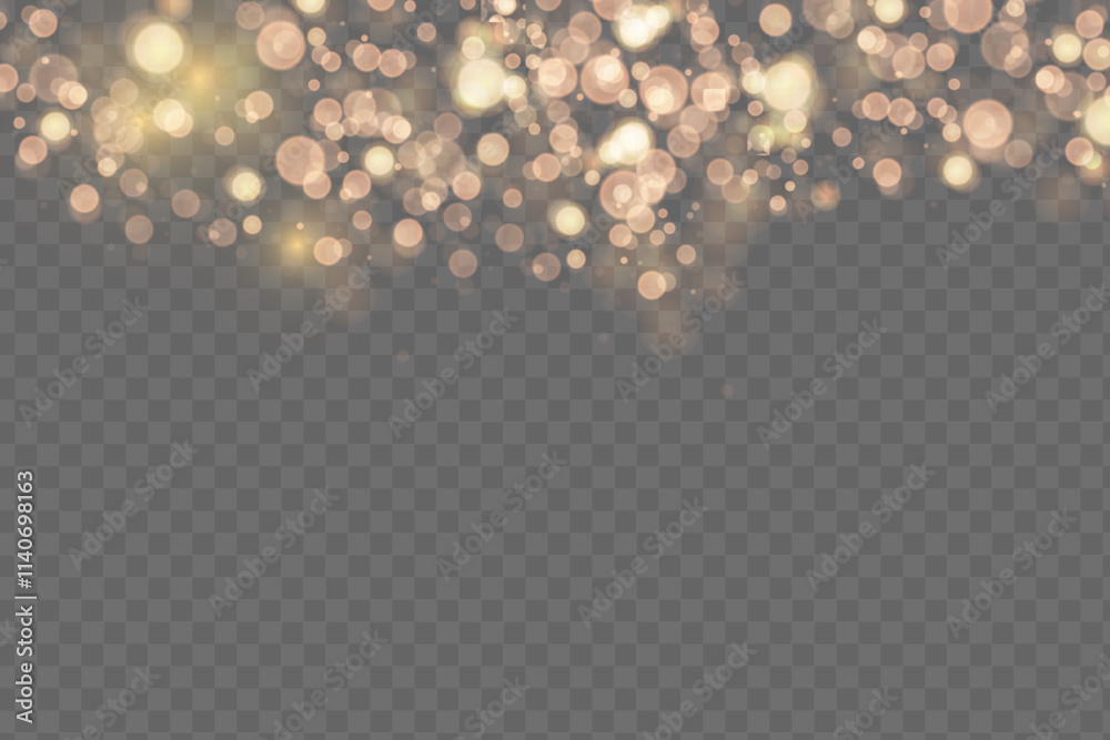 Poster Abstract light effect. Yellow bokeh isolated on transparent background.	
