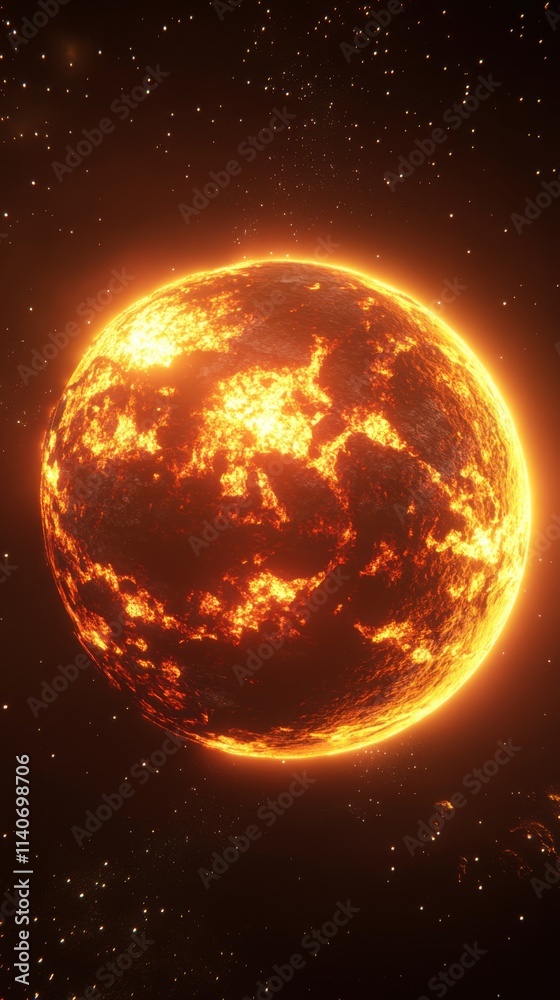 Aufkleber majestic view of a fiery exoplanet surrounded by cosmic backdrop with stellar features