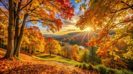 Stunning Autumn Leaf Landscape Photography: Breathtaking Nature Scenery, Golden Fall Foliage, Vibrant Colors