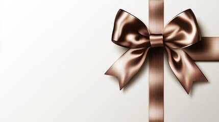 Elegant Bronze Gift Bow on Soft White Background for Special Occasions
