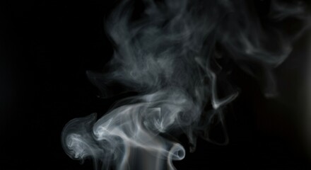 Abstract Smoke fog on black Background white cloudiness, mist or smog moves on black background with beautiful swirling gray smoke