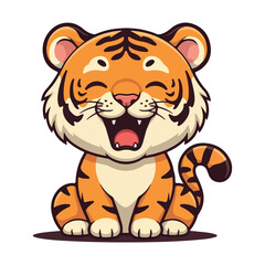 Cute Tiger Cartoon Vector Icon Illustration Animal Nature Icon Concept Isolated Vector of cute tiger