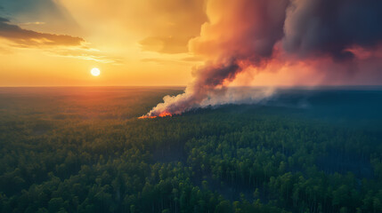 Obraz premium aerial forest fire