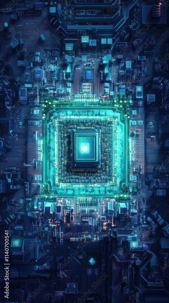 Leinwandbilder abstract microchip design highlighting intricate circuitry and vibrant colors showcasing technology 