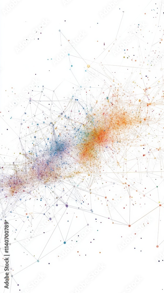 Aufkleber Abstract representation of a colorful network of interconnected nodes illustrating complex relationships