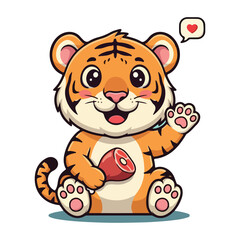 Cute Tiger Cartoon Vector Icon Illustration Animal Nature Icon Concept Isolated Vector of cute tiger