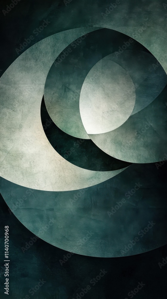 Fototapete abstract composition of overlapping circles creating a balance of shapes and shades
