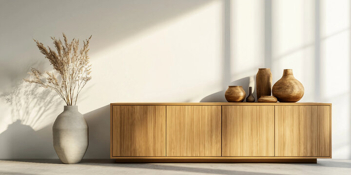 Minimalist Interior with Sunlight : A wooden interior with natural sunlight and shadows