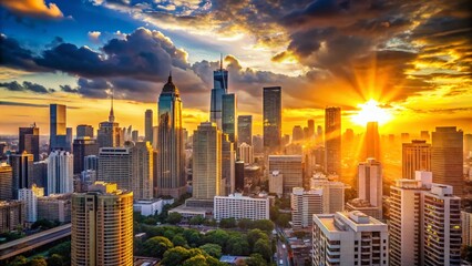 Fototapeta premium Stunning City Skyline Photography with Modern Logo Design - Urban Landscape, Brand Identity, Corporate Branding, Architectural Photography