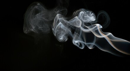 Abstract Smoke fog on black Background white cloudiness, mist or smog moves on black background with beautiful swirling gray smoke