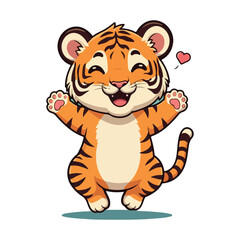 Cute Tiger Cartoon Vector Icon Illustration Animal Nature Icon Concept Isolated Vector of cute tiger