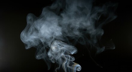 Abstract Smoke fog on black Background white cloudiness, mist or smog moves on black background with beautiful swirling gray smoke