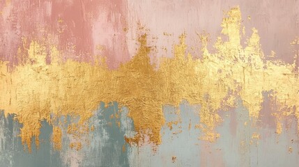 Obraz premium Artistic abstract painting with gold accents modern studio digital artwork contemporary environment bird's eye view creative concept