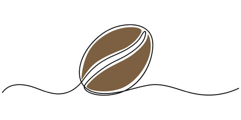 Coffee Bean Single Line Icon, Continuous one line drawing of coffee beans. One line drawing illustration of roasted coffee beans. International coffee day concept line art. Editable outline, Vertical.