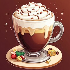 Festive hot chocolate with whipped cream and treats